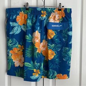 Speedo Blue and Orange Swim Trunks Vibrant Tropical Style